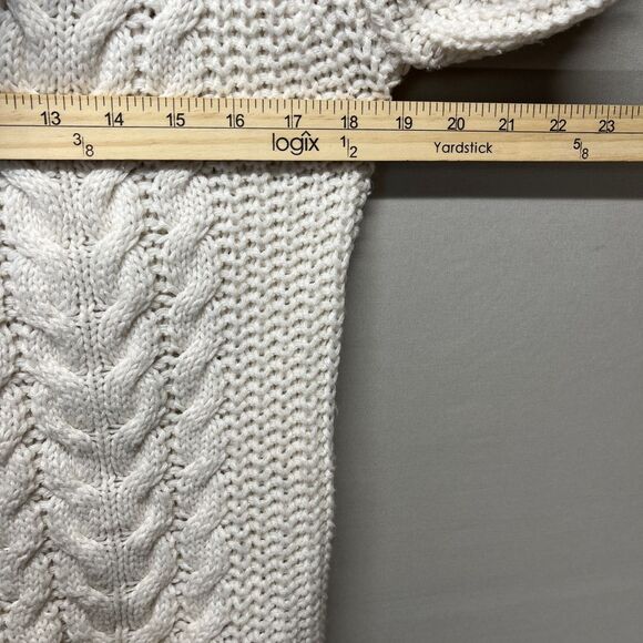 ZARA Chunky Cable Knit Wool Blend Cardigan Elbow Patches Button Sweater Women M - Picture 5 of 7